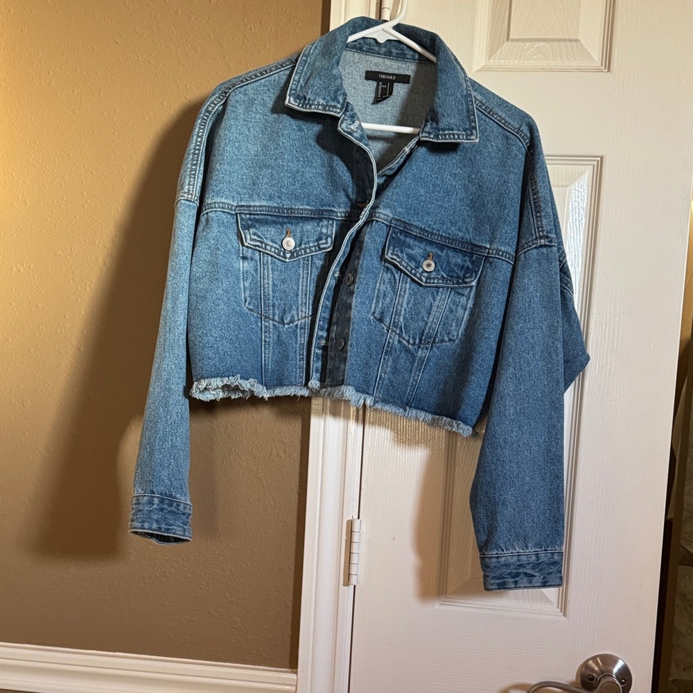 Forever 21 Cropped Blue Jean Jacket